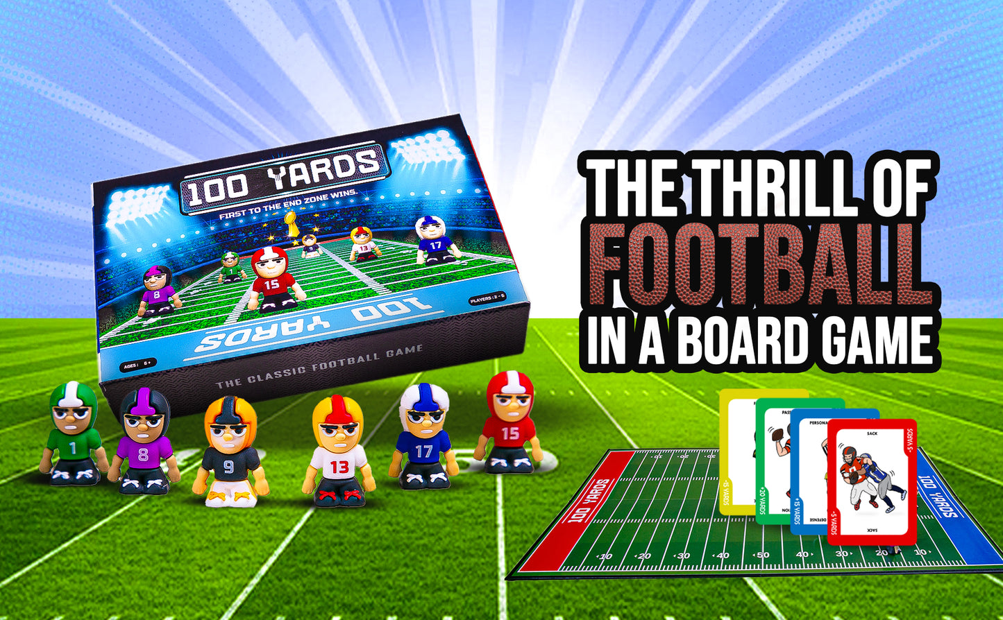 100 Yards Football Board Game - 2nd Edition | 2 to 6 Players | School, Birthday for Kids | Classroom and Family Games | Ages 6+ |