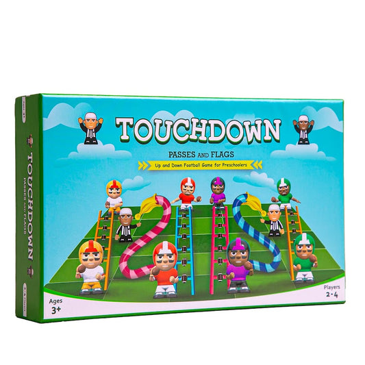 Touchdown - Passes & Flags Board Game | 2 to 4 Players | Preschool Classroom Games | Ages 3+ | Up and Down Football Game |